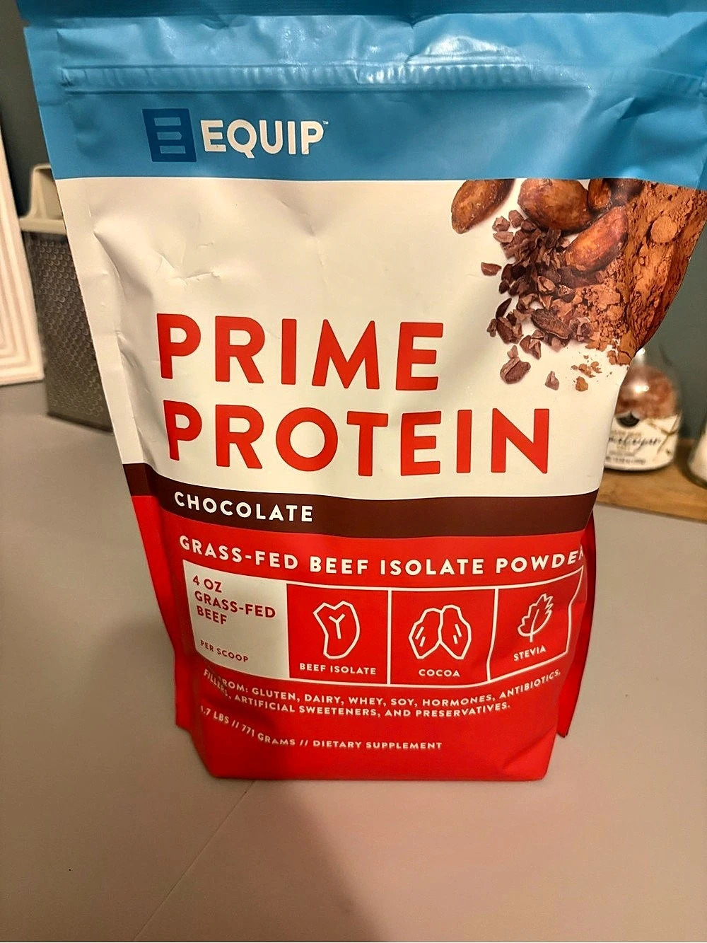 Equip Prime Protein Grass-Fed Beef Isolate Powder Chocolate Protein Powder NWT